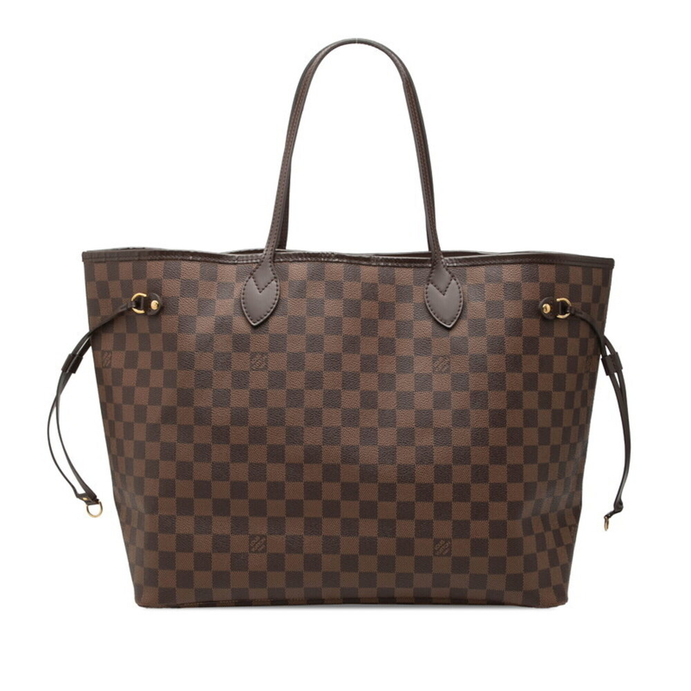 LOUIS VUITTON Authentic Brown Damier Leather Neverfull GM Tote Bag